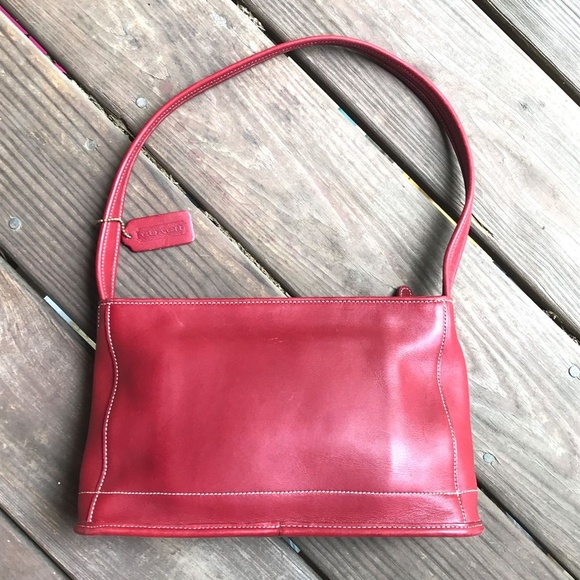 Vintage COACH Red Leather 9309 BLEEKER Shouler Bag - Picture 1 of 11